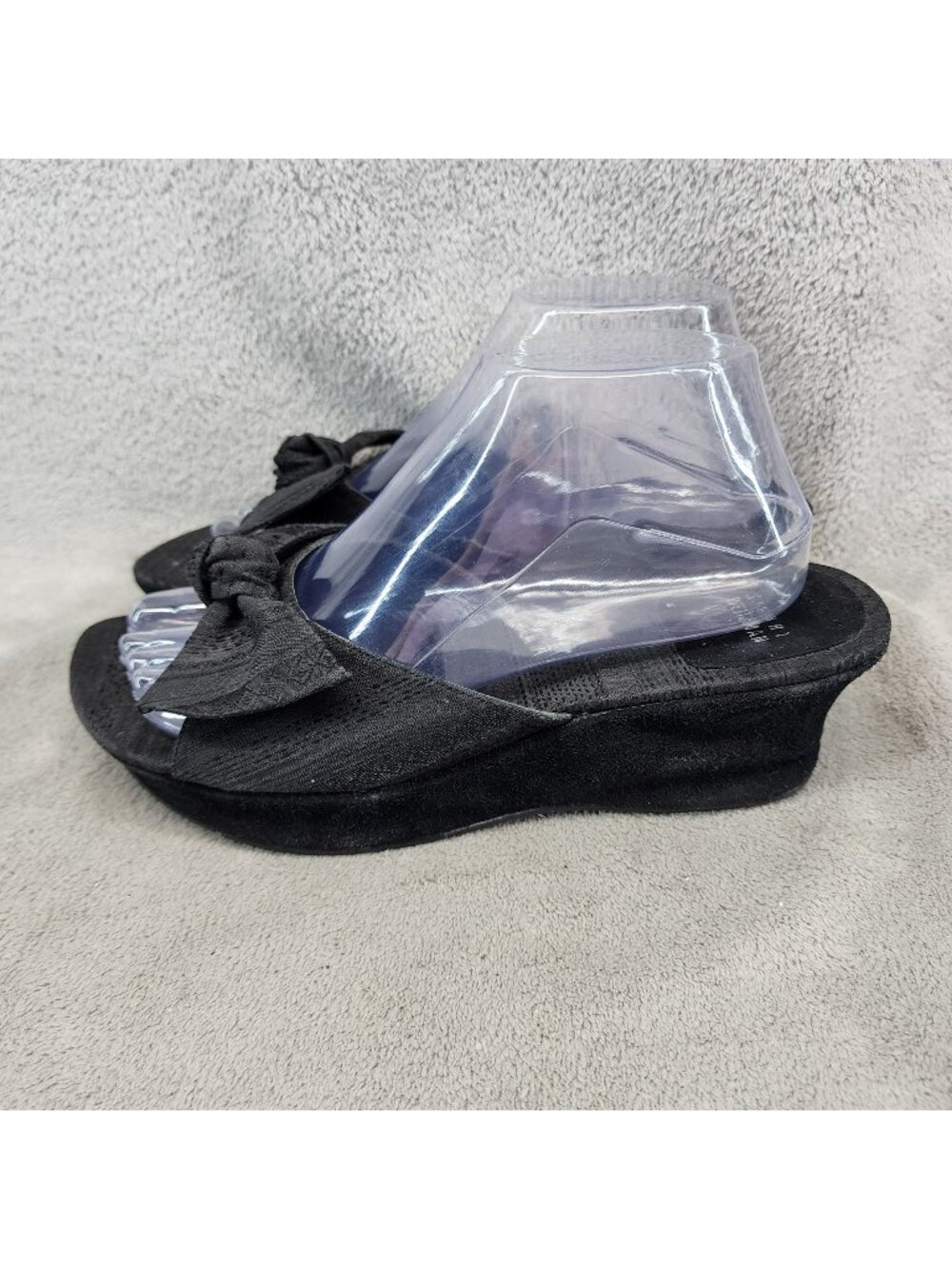 Stuart Weitzman Shoes Womens Size 9 Black Textile & Leather Platform Sandals *Re